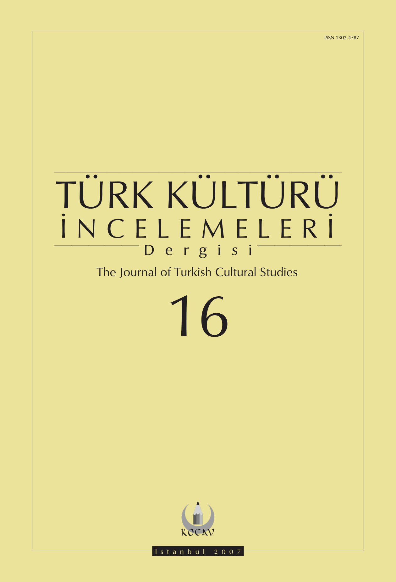 Türk Kültürü İncelemeleri Dergisi Sayı 16